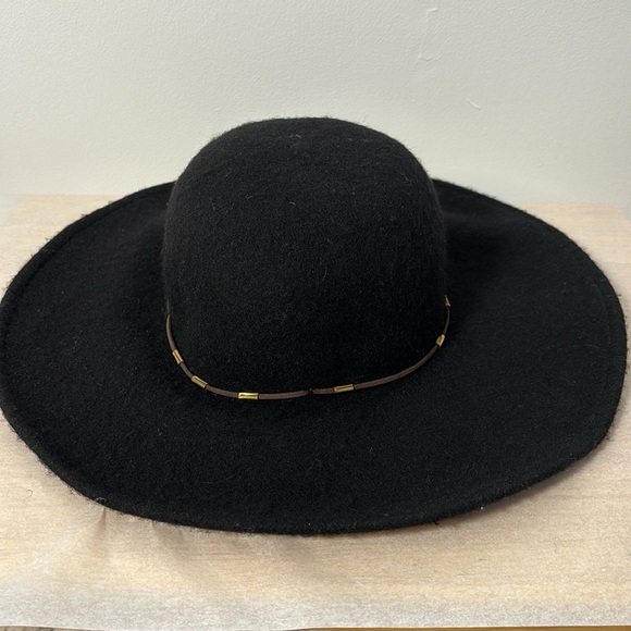 Accessories - Black Wool Fedora Panama Wide Brim Hat 16" Brim Floppy